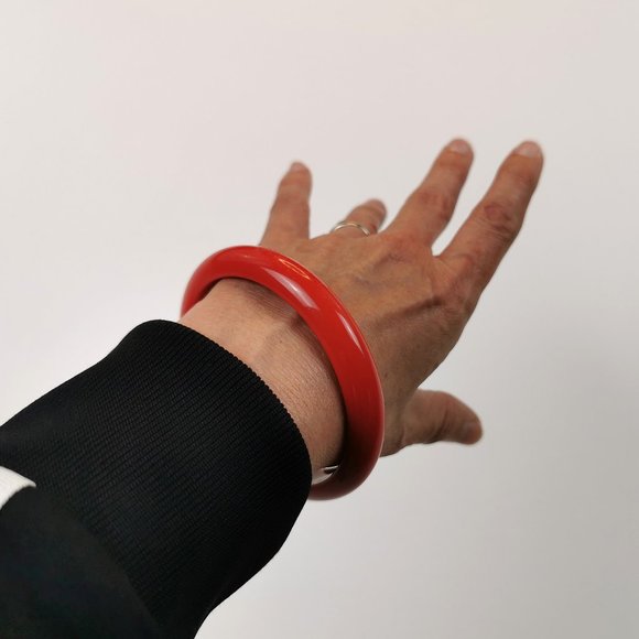 Red Plastic Vintage 1980s Bracelet - Picture 4 of 11